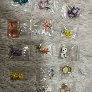 Amazon Assorted Kids Novelty Earrings - Yellow, Pink, Purple, White, Green, Blue